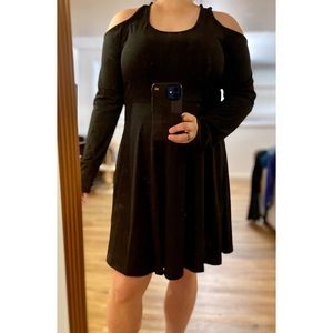 NWOT Black A-Line Cold Shoulder Dress - XL / 14